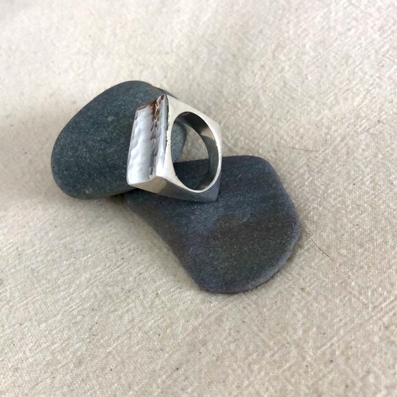 Geometric Hammered Ring, Sterling Silver - Picture 4 of 6
